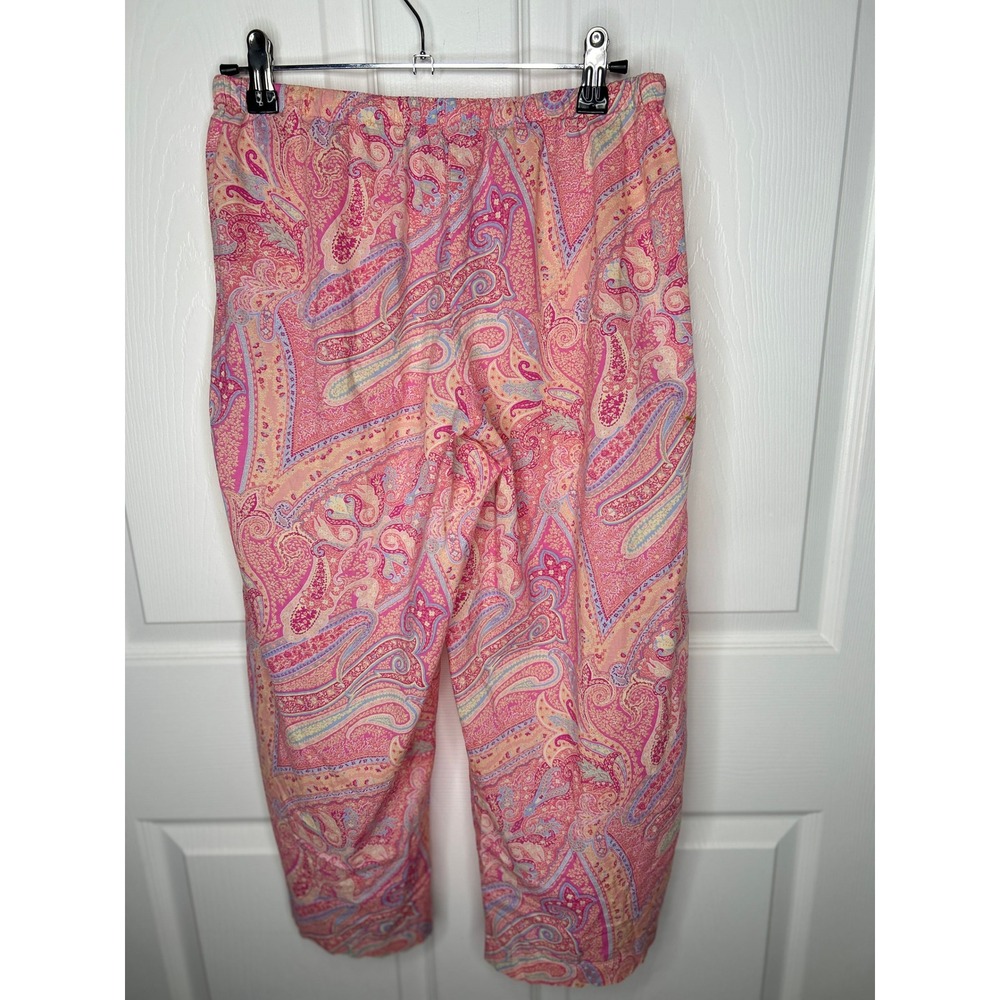 Lauren Ralph Lauren Pajama Set Paisley Small Pink 3/4 Sleeve Button Front RLL - Picture 8 of 11